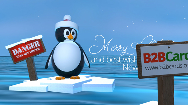 b2bcards corporate christmas eacrd ref:371586486.jpg, Ice,3d,Penguin, Colours,Blue,White