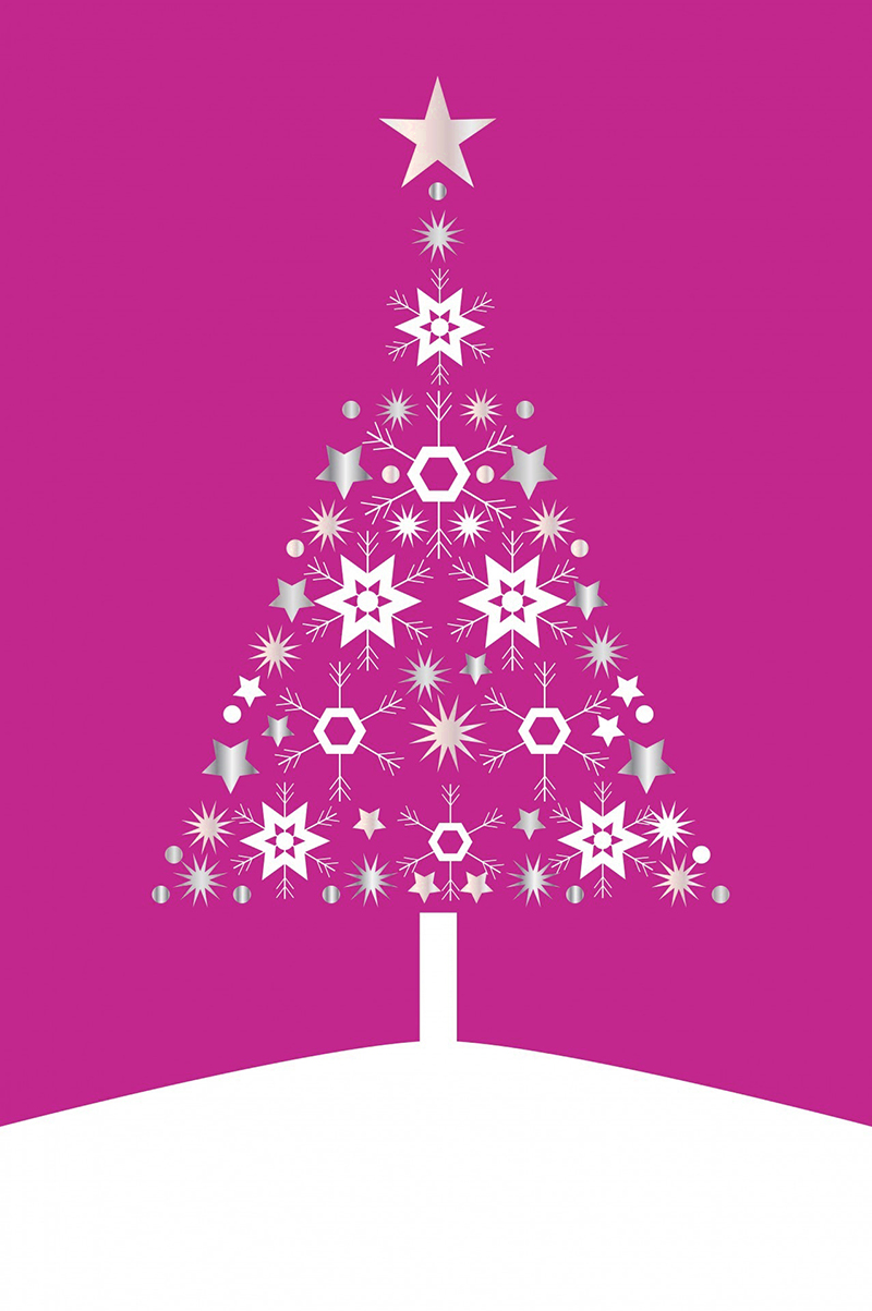 b2bcards corporate christmas eacrd ref:b2b-ecards-christmas-tree-contemporary-fuschia-494.jpg, Christmas Tree,Contemporary, Fuschia