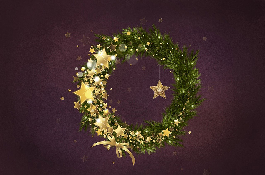 b2bcards corporate christmas eacrd ref:b2b23-xmas11.jpg, Wreath,Star, Colours