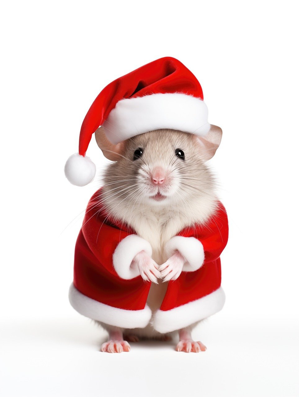 b2bcards corporate christmas eacrd ref:mouse.jpg, Santa,Mouse,Animals,Hat, Red,White